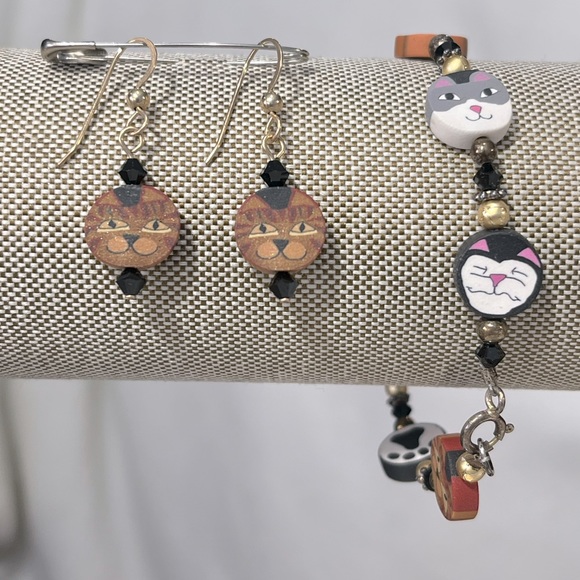 Bracelet & Earring Set Handmade Adorable Cat Themed-OS - Picture 3 of 3